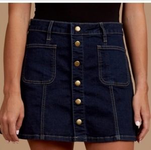 NWOT Altar'd State Denim Skirt A-Line w Front Snap
